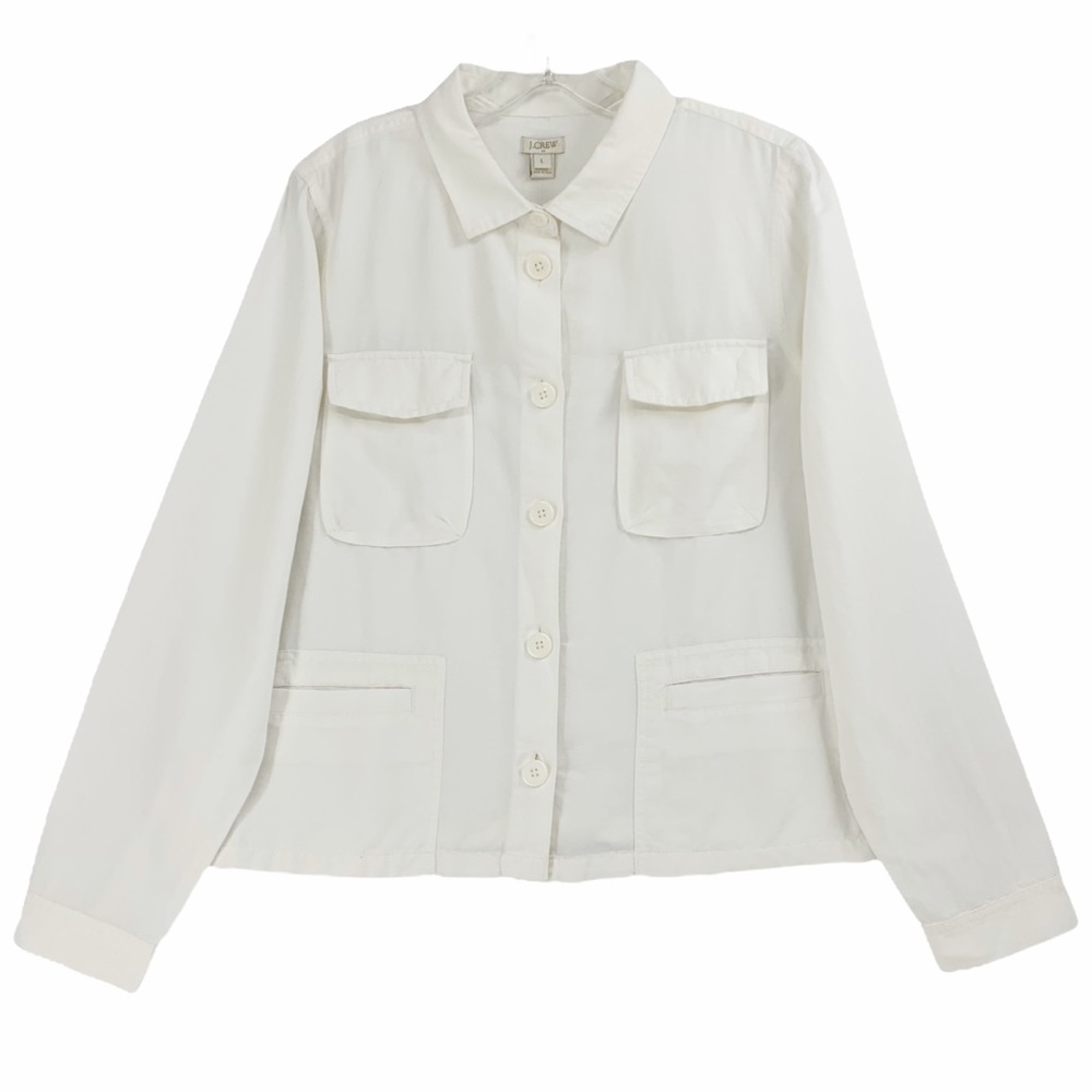 J. Crew Linen Blend White Utility Style Jacket Shacket Chore Jacket
